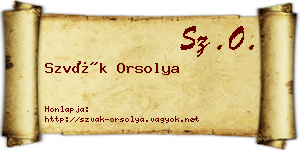 Szvák Orsolya névjegykártya
